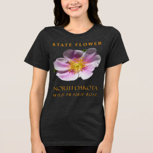 North-Dakota-Territoriumsblume Wilde Prärie-Rose Tri-Blend Shirt