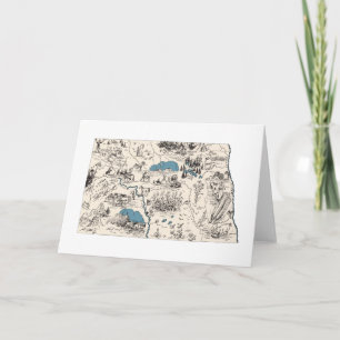 North Dakota Vintag Picture Map Gruß Karte