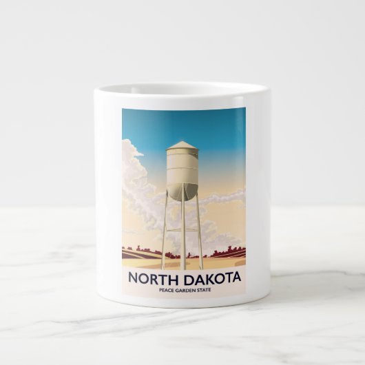 North Dakota Water Tower Reiseplakat Jumbo-Tasse (Vorderseite)