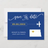 North Dakota Wedding Save the Date Card, Map Magneteinladung (Vorderseite)