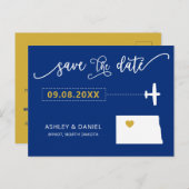 North Dakota Wedding Save the Date Map Postcard Postkarte (Vorne/Hinten)