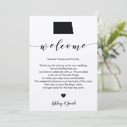 North Dakota Wedding Welcome Letter & Itinerary Programm (Stehend Vorderseite)