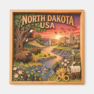 North Dakota Wildlife Badlands Vintage Landschaft Magnet