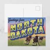 North Dakota Wildpferde-Prärie Postkarte (Vorne/Hinten)