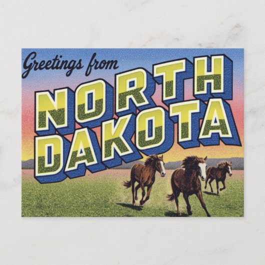 North Dakota Wildpferde-Prärie Postkarte (Vorderseite)