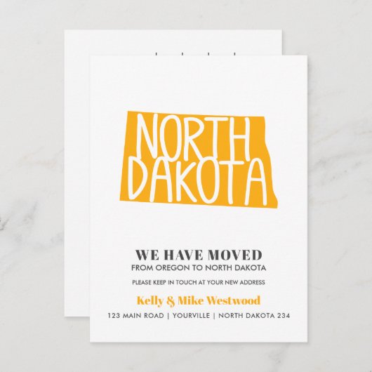 NORTH DAKOTA Wir haben neue Adresse Neue Zuhause v Postkarte (Vorne/Hinten)