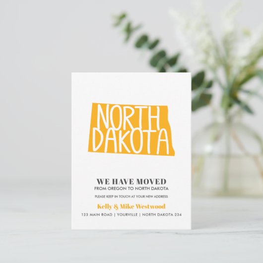NORTH DAKOTA Wir haben neue Adresse Neue Zuhause v Postkarte (Stehend Vorderseite)