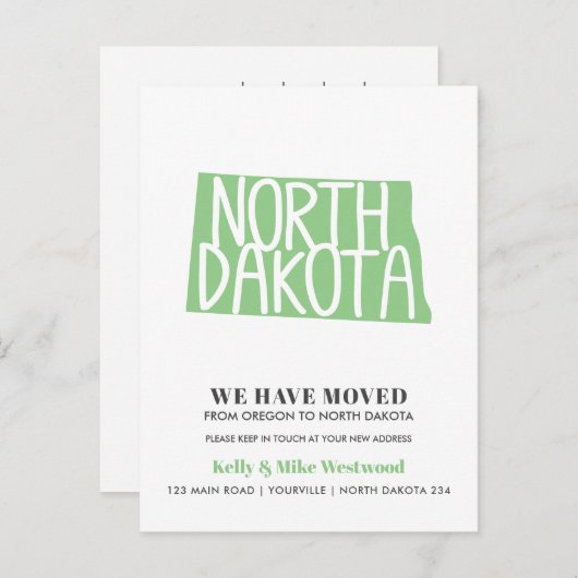 NORTH DAKOTA Wir haben neue Adresse Neue Zuhause v Postkarte (Vorne/Hinten)