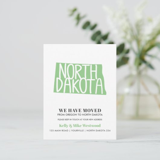 NORTH DAKOTA Wir haben neue Adresse Neue Zuhause v Postkarte (Stehend Vorderseite)