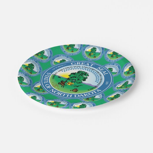 North Dakotan Seal, North Dakota Pappteller (Schrägansicht)