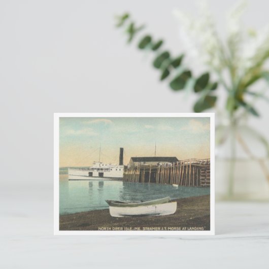 North Deer Isle Maine, Steamer at Dock, 1910 Postkarte (Stehend Vorderseite)