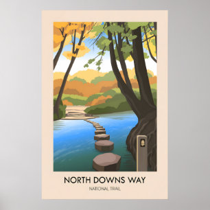 North Downs Way Nationaler Wanderweg Reiseplakat Poster