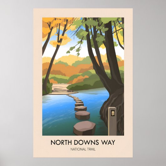 North Downs Way Nationaler Wanderweg Reiseplakat Poster (Vorne)