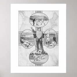 North East South West Baseball, Art Print Poster