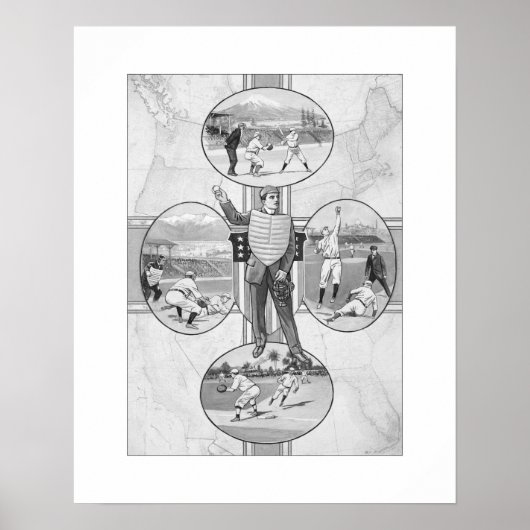 North East South West Baseball, Art Print Poster (Vorne)