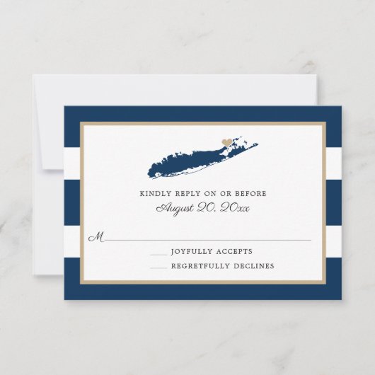 North Fork Long Island mit Herz Wedding RSVP Karte (Vorderseite)