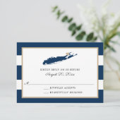 North Fork Long Island mit Herz Wedding RSVP Karte (Stehend Vorderseite)