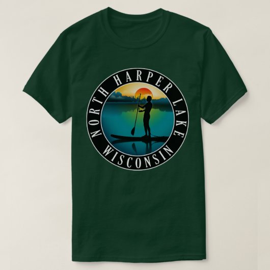 North Harper Lake Wisconsin Paddleboarding T-Shirt (Design vorne)