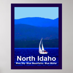 North Idaho Blue Mountains und Segelboot Poster