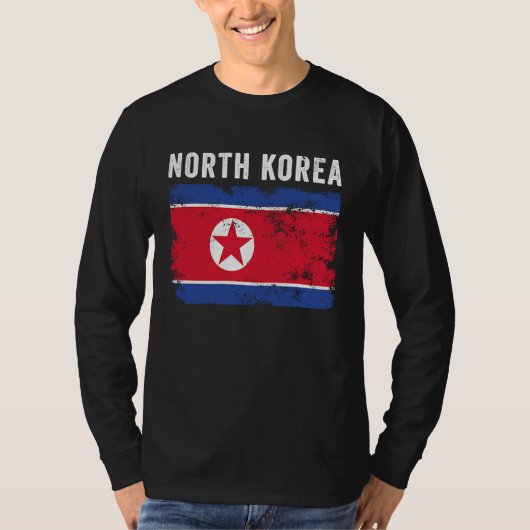 North Korea Flag Distressed  Men Women  North Kore T-Shirt (Vorderseite)