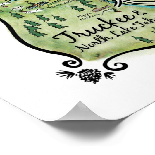 North Lake Tahoe Map Poster (Ecke)