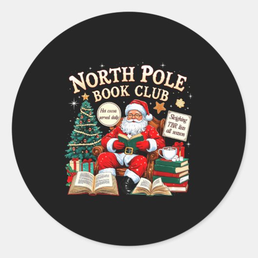 North Le Book Club Cozy Christmas Reading Gift Runder Aufkleber (Vorderseite)
