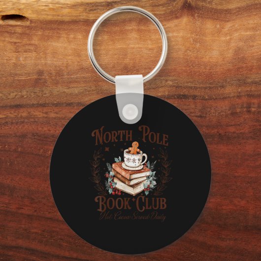 North Le Book Club Hot Cocoa Served Daily Libraria Schlüsselanhänger (Vorderseite)