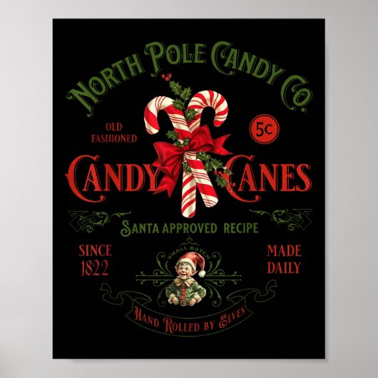 North Le Candy Co Candy Cane Funny Christmas Xmas Poster (Vorne)