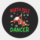 North Le Dancer Funny Santa Joke  Runder Aufkleber (Vorderseite)