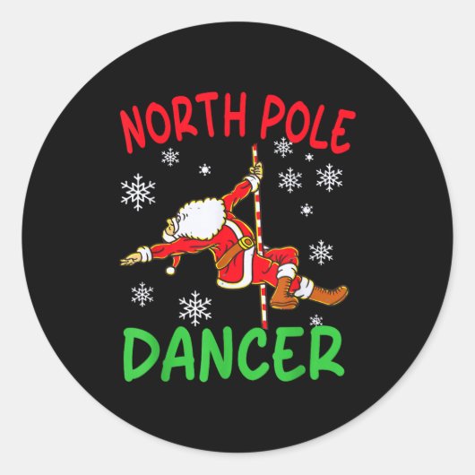 North Le Dancer Funny Santa Joke Runder Aufkleber (Vorderseite)