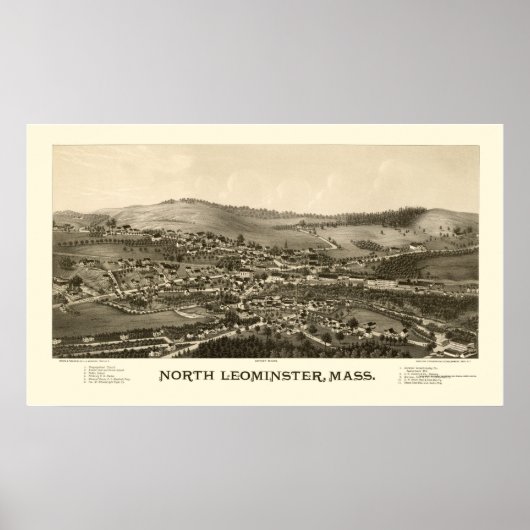 North Leominster, MA Panoramic Map - 1887 Poster (Vorne)