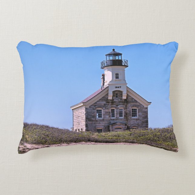 North Lighthouse Block Island RI Accent Pillow Dekokissen (Vorderseite)