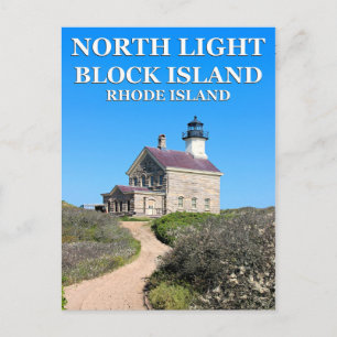 North Lighthouse, Block Island, RI Postcard Postkarte