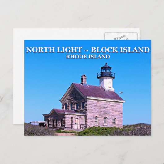 North Lighthouse, Block Island, RI Postcard Postkarte (Vorne/Hinten)