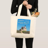 North Lighthouse, Block Island RI Tote Bag Jumbo Stoffbeutel (Vorderseite (Produkt))