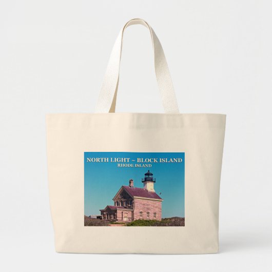 North Lighthouse, Block Island RI Tote Bag Jumbo Stoffbeutel (Vorne)
