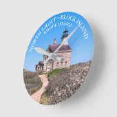 North Lighthouse, Block Island RI Wall Clock Runde Wanduhr (Winkel)