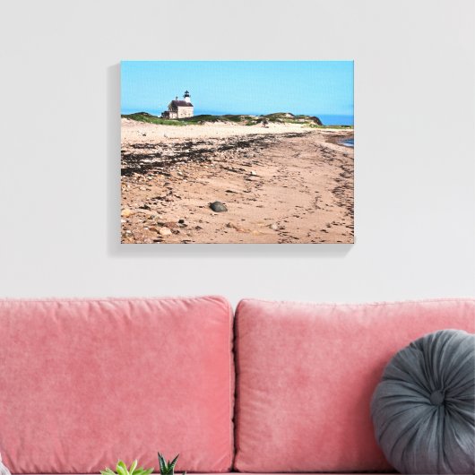 North Lighthouse, Block Island Wrapped Canvas Leinwanddruck (Insitu (Wohnzimmer))