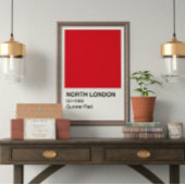 North London Gunner Red - White Border Poster