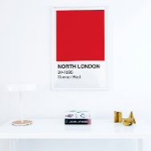 North London Gunner Red - White Border Poster