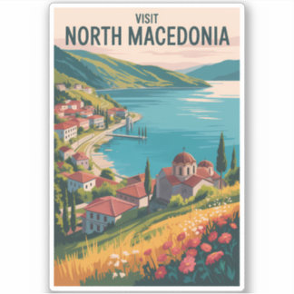 North Macedonia Skyline Illustration Travel Art Aufkleber