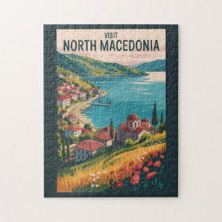 North Macedonia Skyline Illustration Travel Art Puzzle