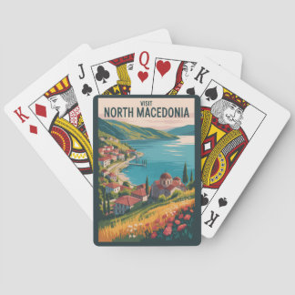 North Macedonia Skyline Illustration Travel Art Spielkarten