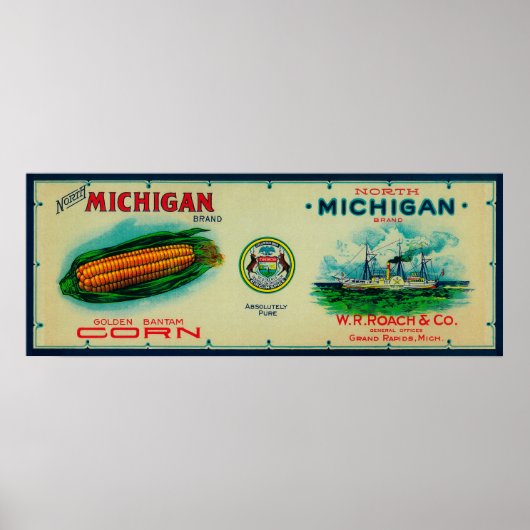 North Michigan Corn LabelGrand Rapids, MI Poster (Vorne)