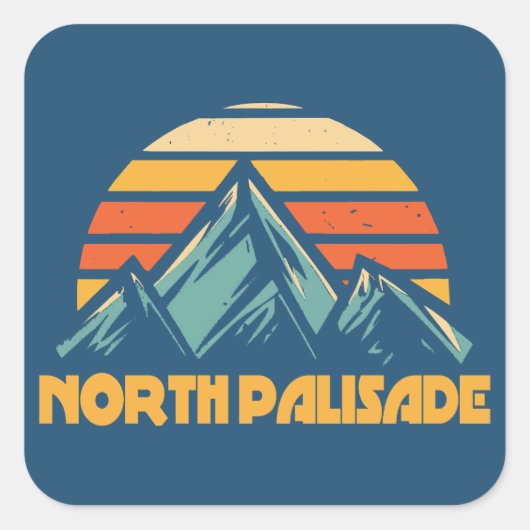 North Palisade California Retro Turquoise Quadratischer Aufkleber (Vorderseite)