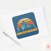North Palisade California Retro Turquoise Quadratischer Aufkleber (Umschlag)