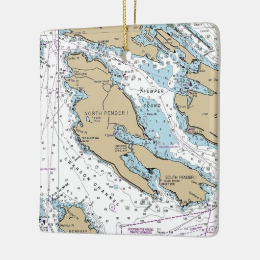 North Pender Island Chart Keramikornament (Links)