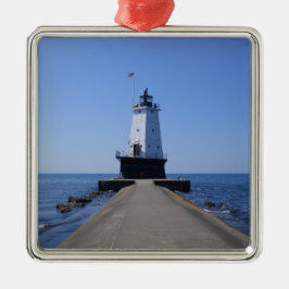 North Pierhead Lighthouse, Ludington, MI Metal ode Ornament Aus Metall