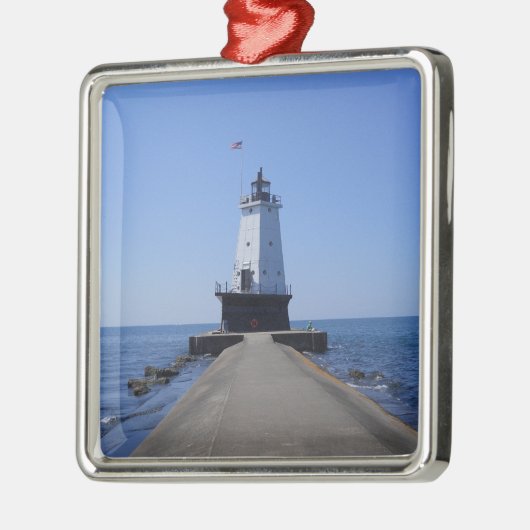 North Pierhead Lighthouse, Ludington, MI Metal ode Ornament Aus Metall (Links)