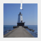North Pierhead Lighthouse, Ludington, MI Ornament Aus Glas (Rückseite)